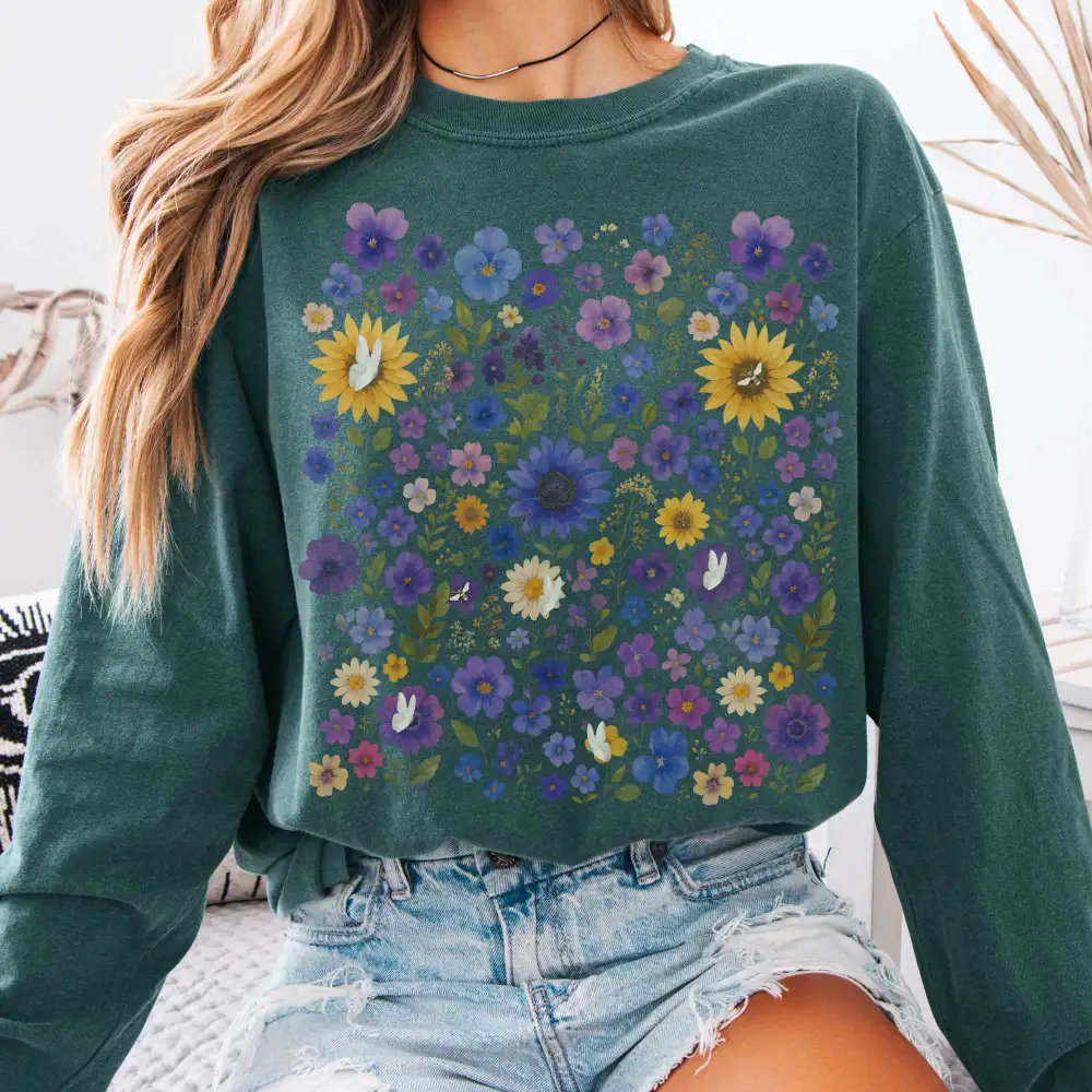 Sunflower Wildflowers Long Sleeve Shirt
