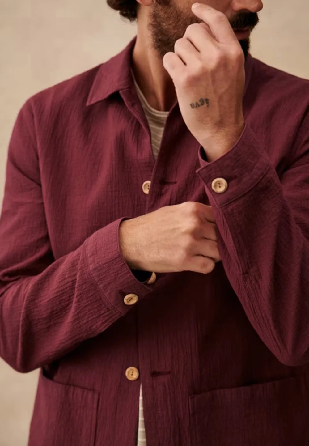  Coton Texture Jacket-Raspberry