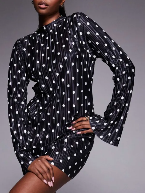 Polka Dot Mock Neck Dress