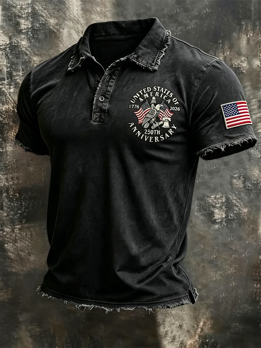 Men's Wear USA 250th Anniversary Distressed Polo Shirt