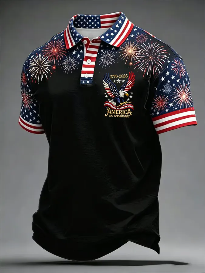Men'S American 250th Anniversary Print Polo Shirt