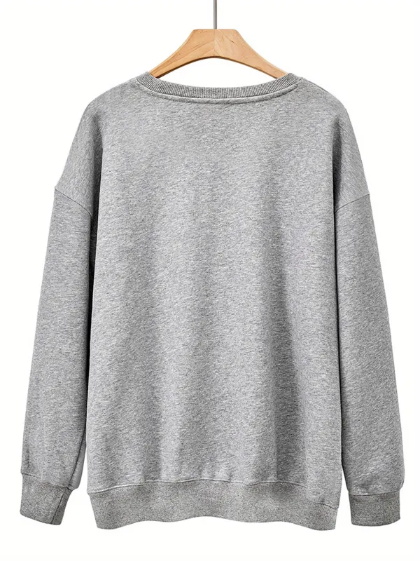 Cute Cat Face And Paw Print Long Sleeve Women Sweatshirt