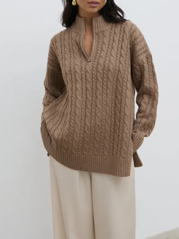 Zip Collared Knit Jumper