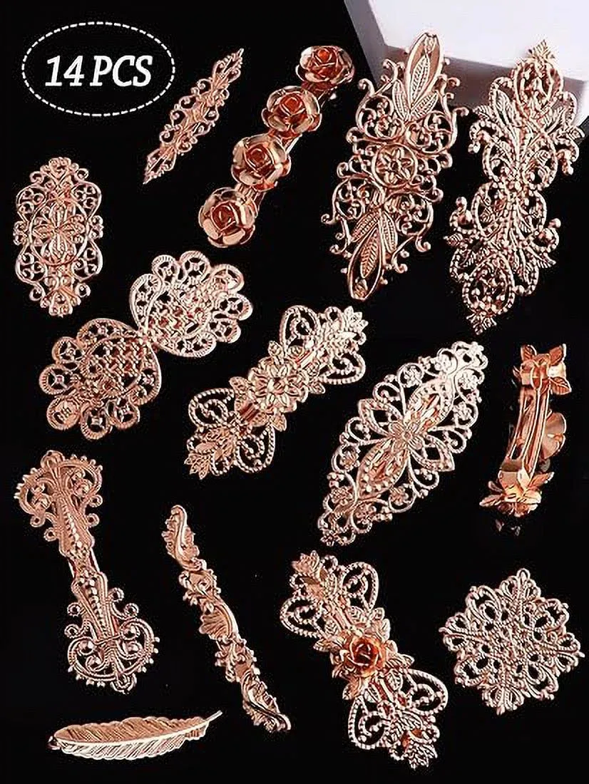 Metal Embossed Floral Three-Dimensional Hair Clip