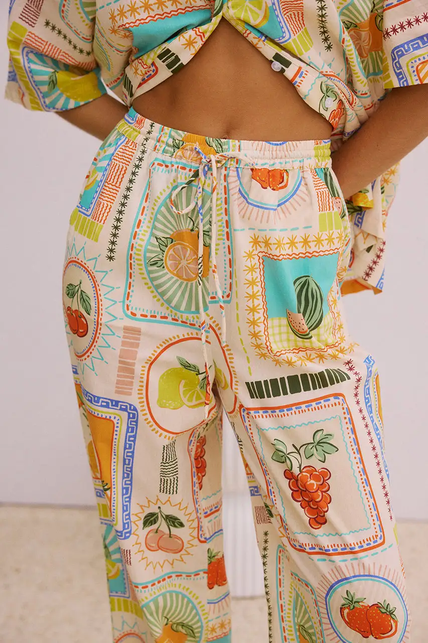 Geometric Print High Waisted Pants