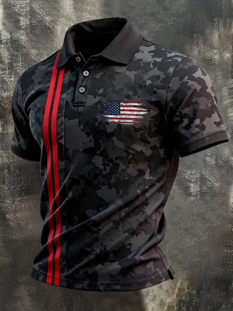 Men's 250Th Anniversary Printed Casual Polo Shirt