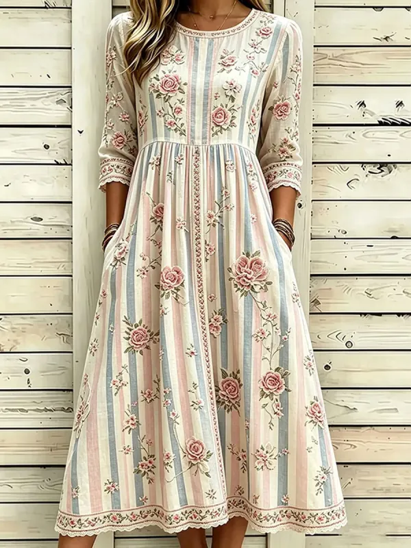Women'S Casual Plant Flower Art Printed Art Dress