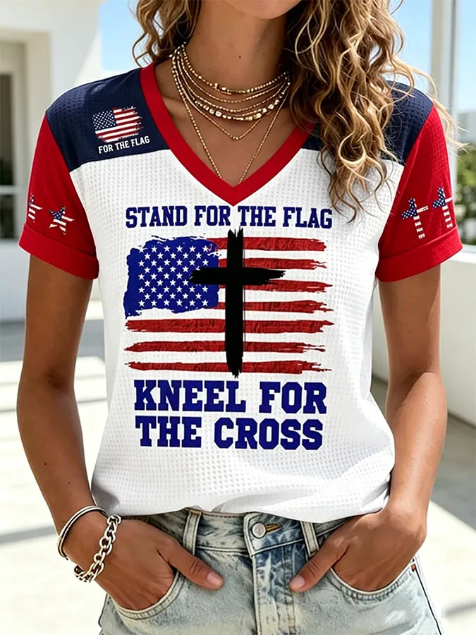 Women'S Flag Printed Casual Top