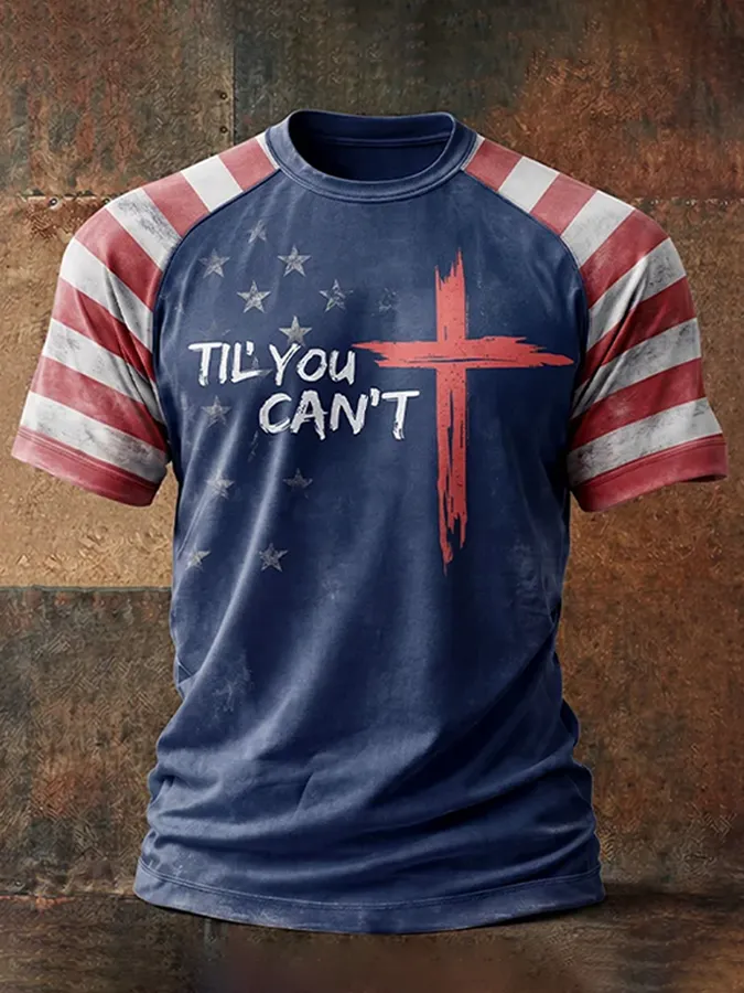 Men'S Casual Daily Til You Can'T Let America Continue Its Great Print Round Neck Raglan T-Shirt