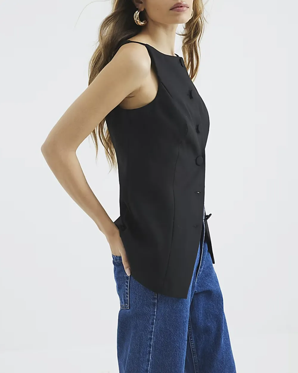 Business Casual Women's Sleeveless Split Hem Tops