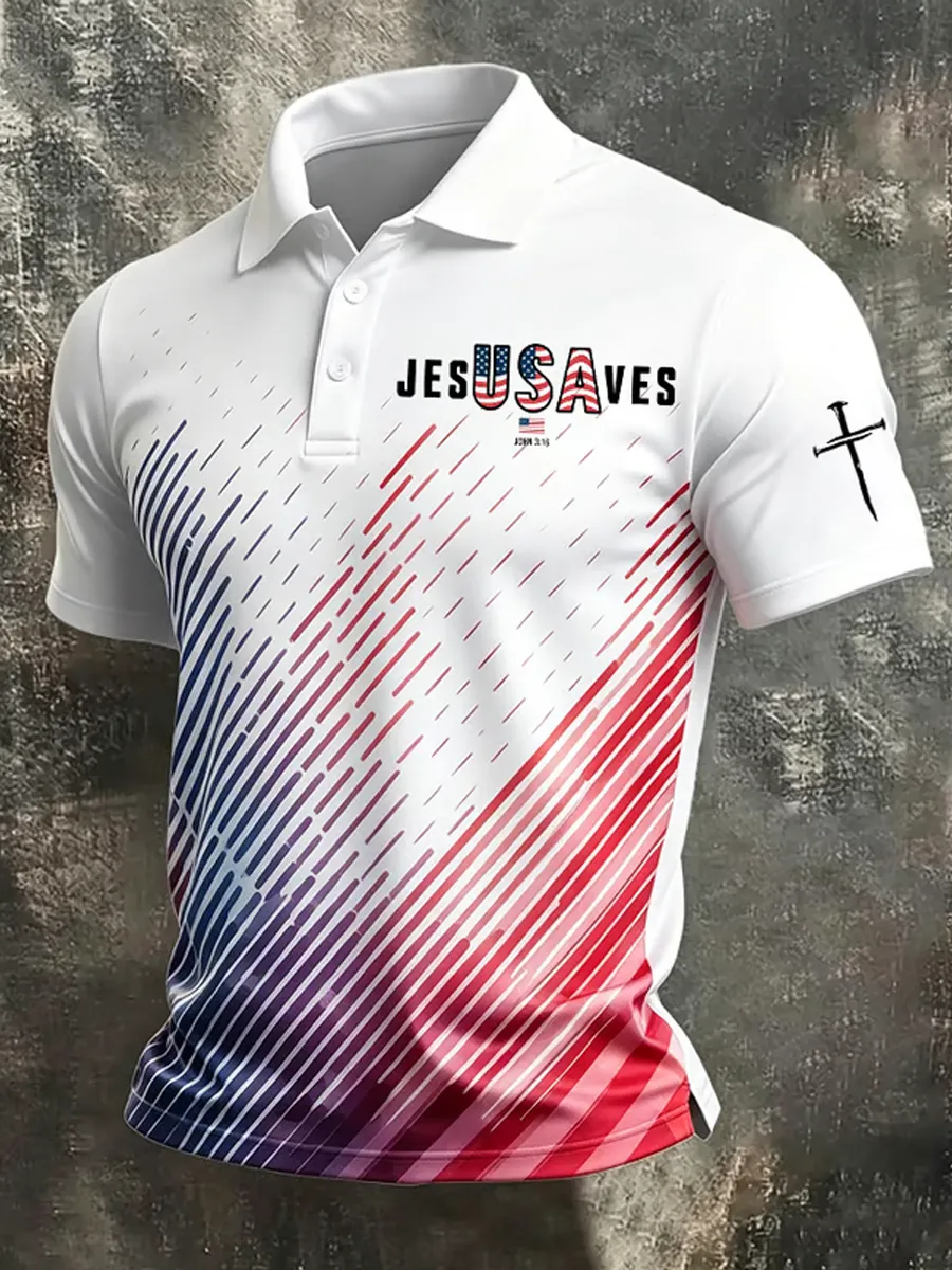 Men's American 250th Anniversary Faith Printed Polo Shirt