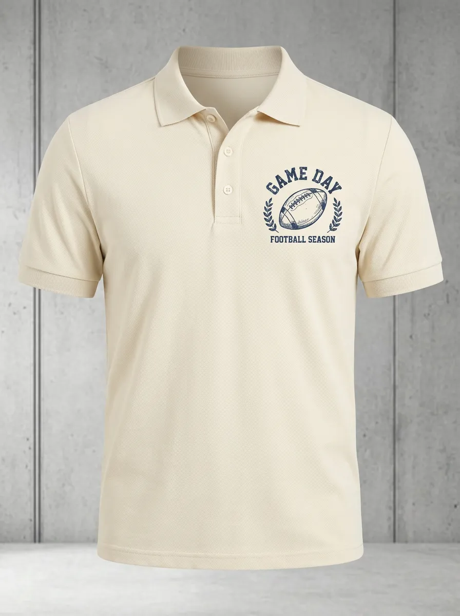 Men's Football Lover Game Day Wreath Printed Polo Shirt