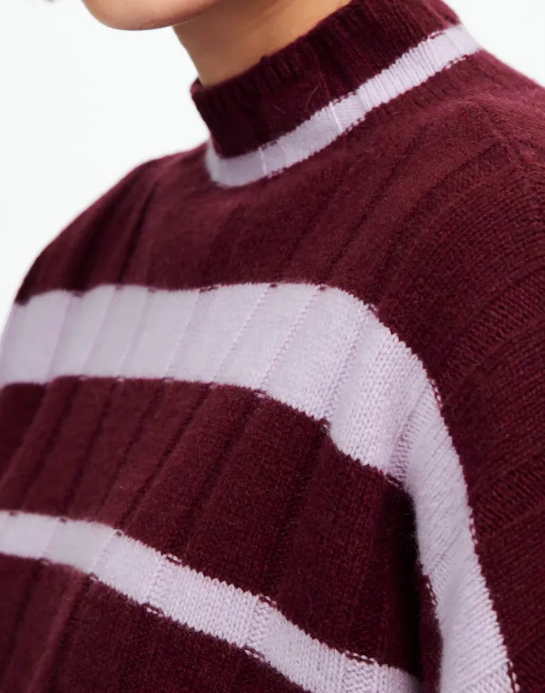 Ribbed Cashmere-Wool Blend Pullover Sweaters
