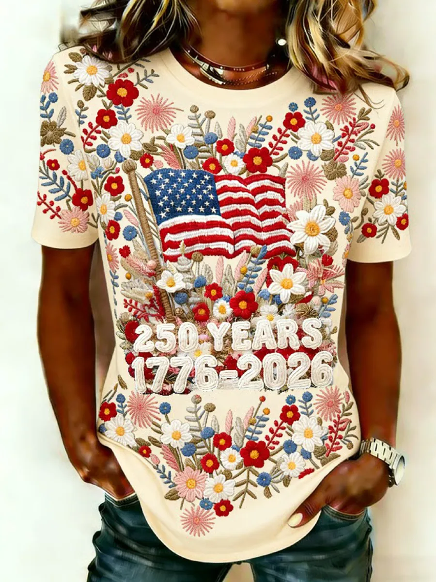 Women'S Patriotic 250 Commemorative Pattern T-Shirt