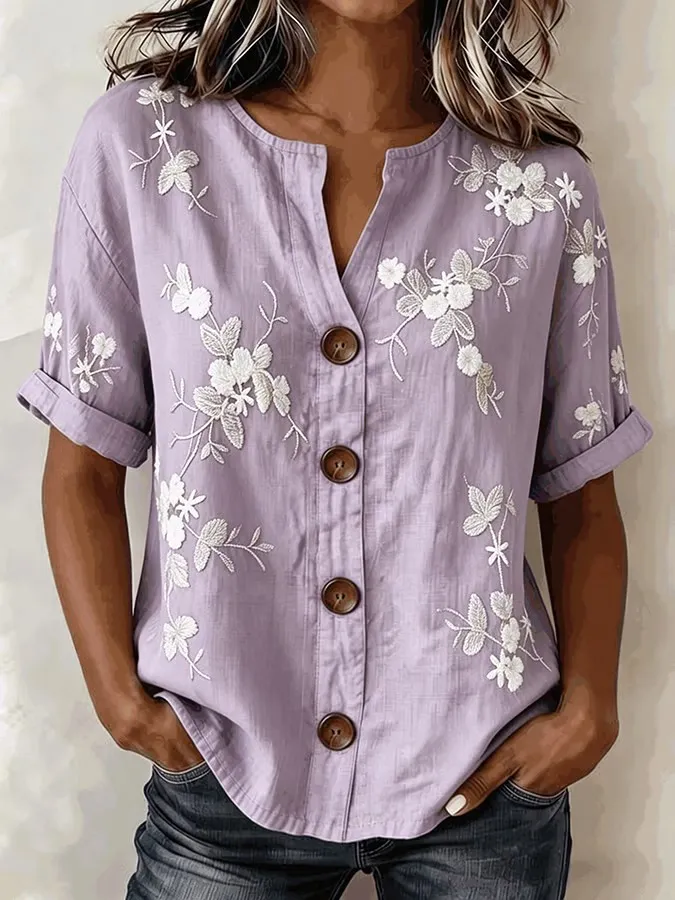 Women's Casual Round-Neck Printed Shirt