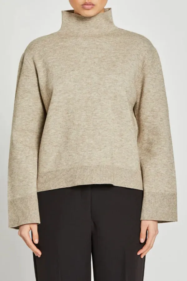 High Neck Cropped Knit Sweaters