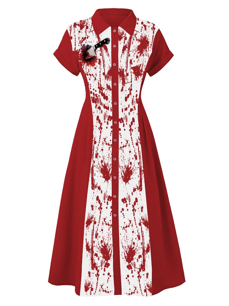 Women'S Halloween Funny Art Splash Dagger Print Dress