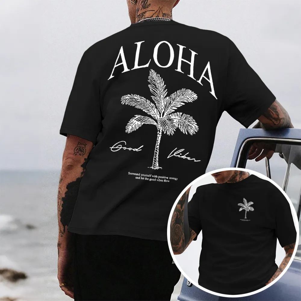 Coconut Tree Print Multi-Color Short Sleeves