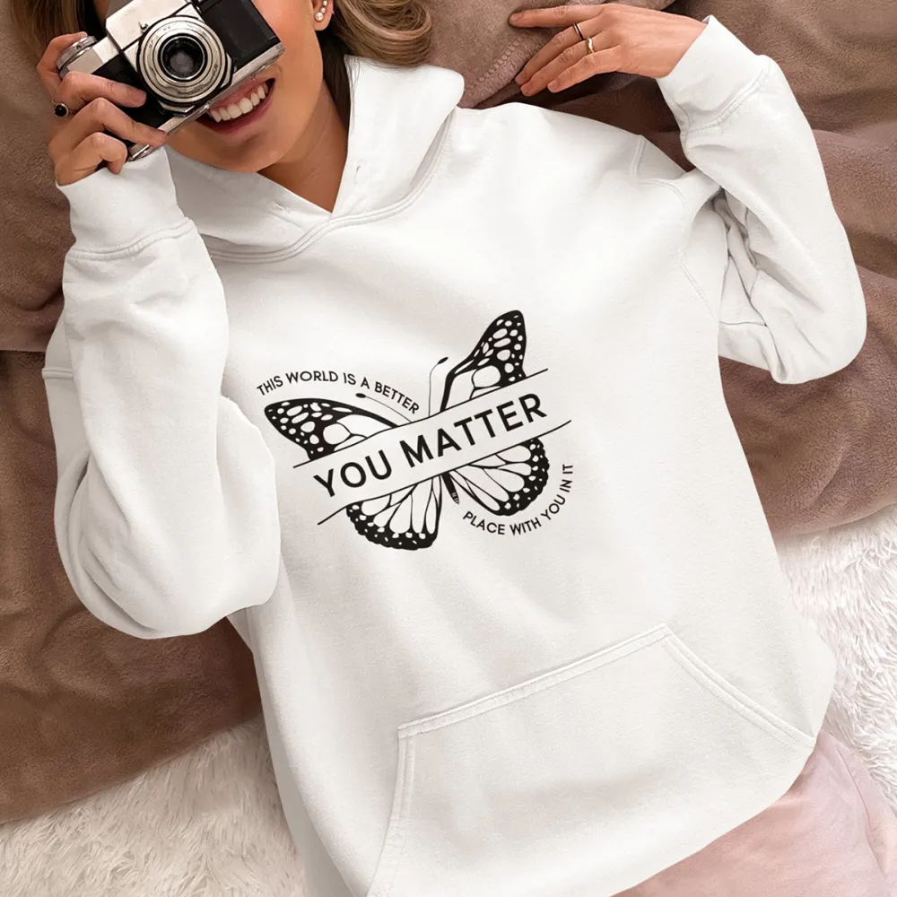 Butterfly Printed Long Sleeved Hoodies