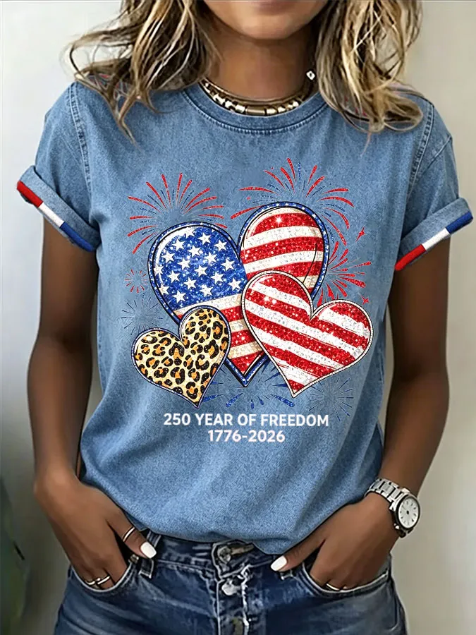 Women's USA Printed Casual T-shirt