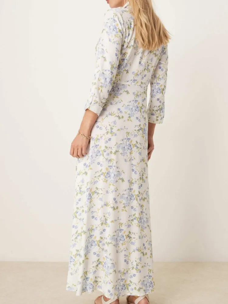 Floral Print Maxi Shirt Dress