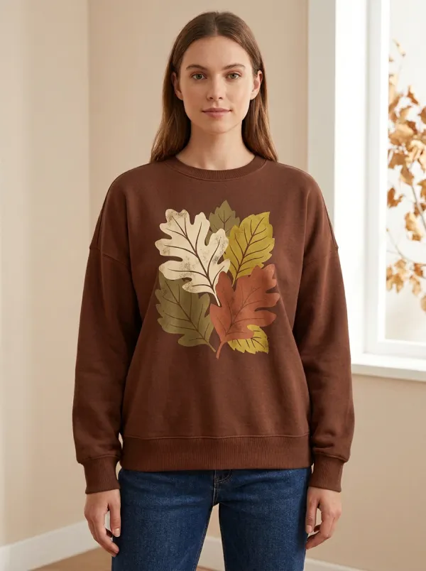Oak Leaf Printed Women's Graphic Sweatshirt