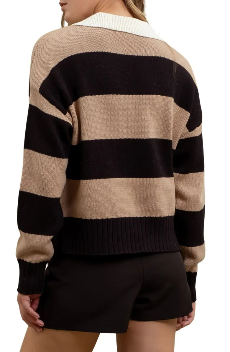 Stripe Polo Sweater