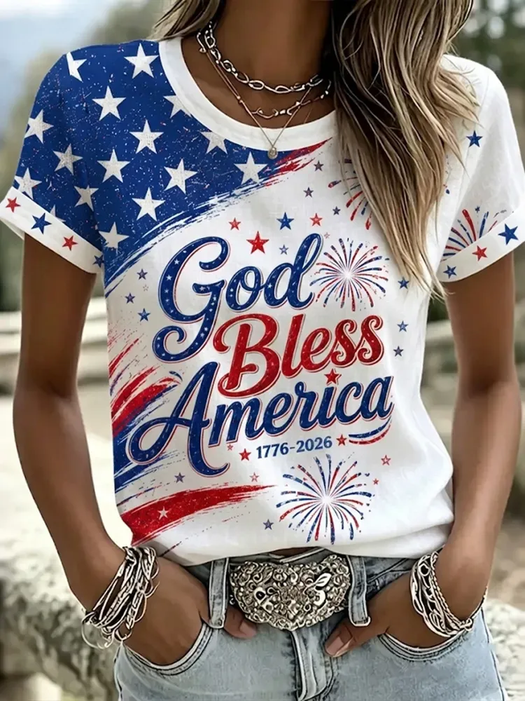Women'S Casual Patriotic T-Shirt