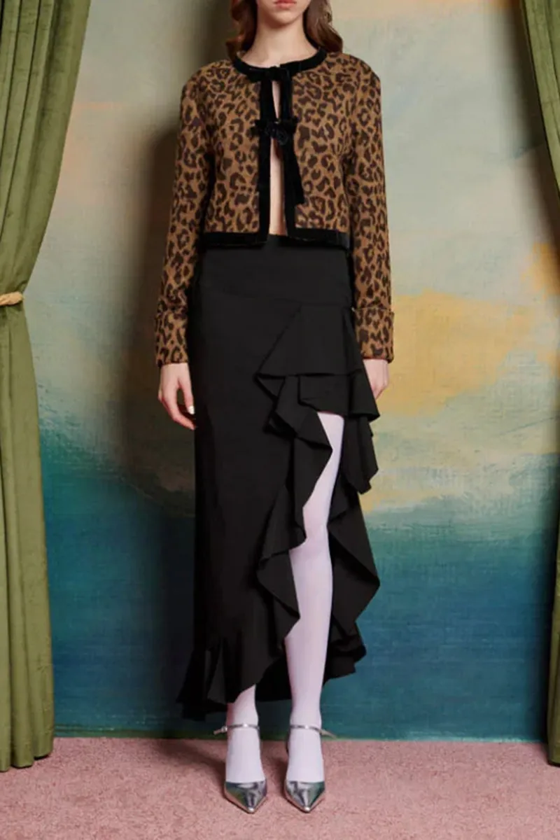 Leopard Crew Neck Cardigans
