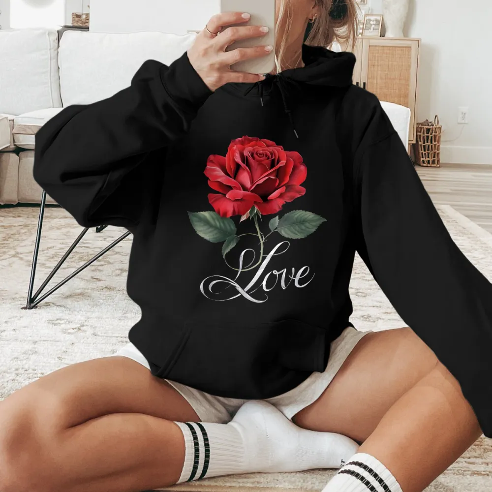 Rose Love Printed Hoodies