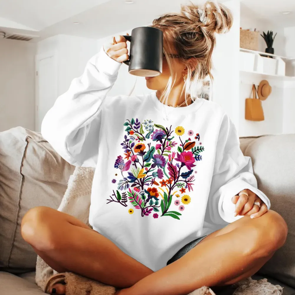 Vibrant Wildflower Printed Sweatshirts
