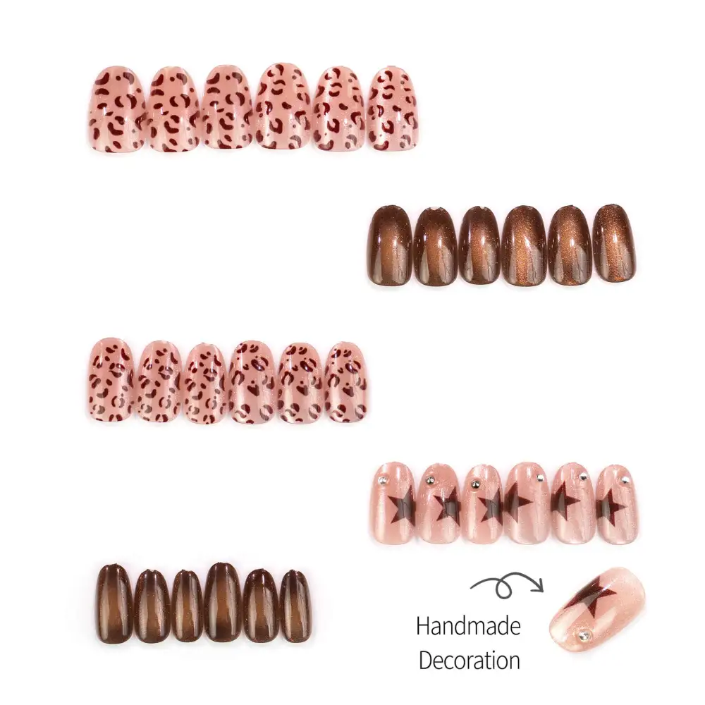 Nailhour 30Pcs Autumn Y2K Medium Oval Press On Nails