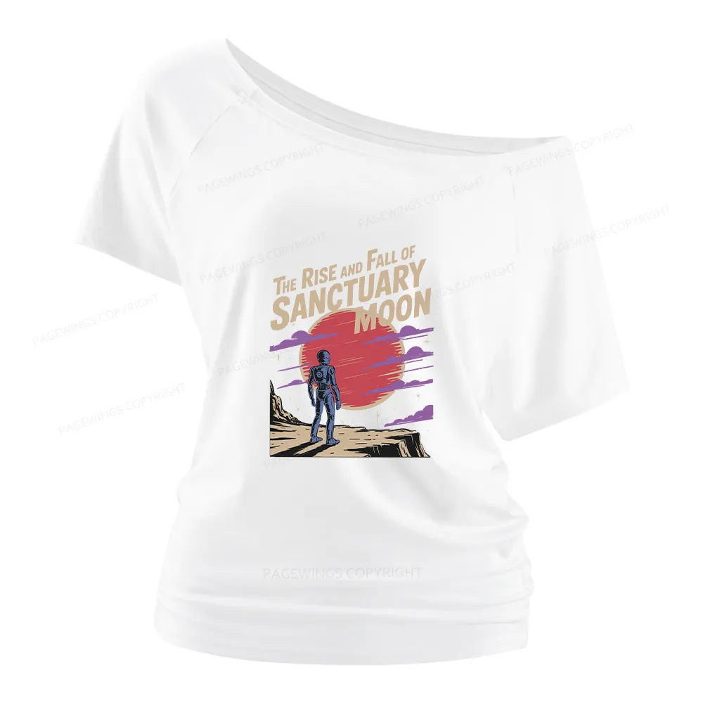 Sunset Cloud Print Off Shoulder T-shirts