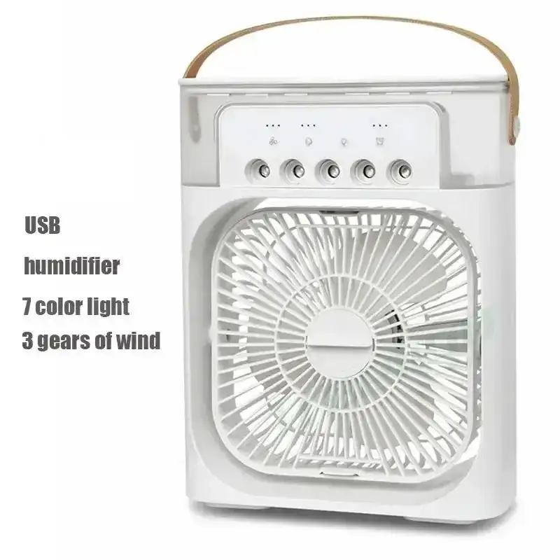 🌬️Here comes the multifunctional cooling wonder! Water mist fan + humidifier + LED night light ✨. The portable air - conditioner cools your home in an instant ❄️