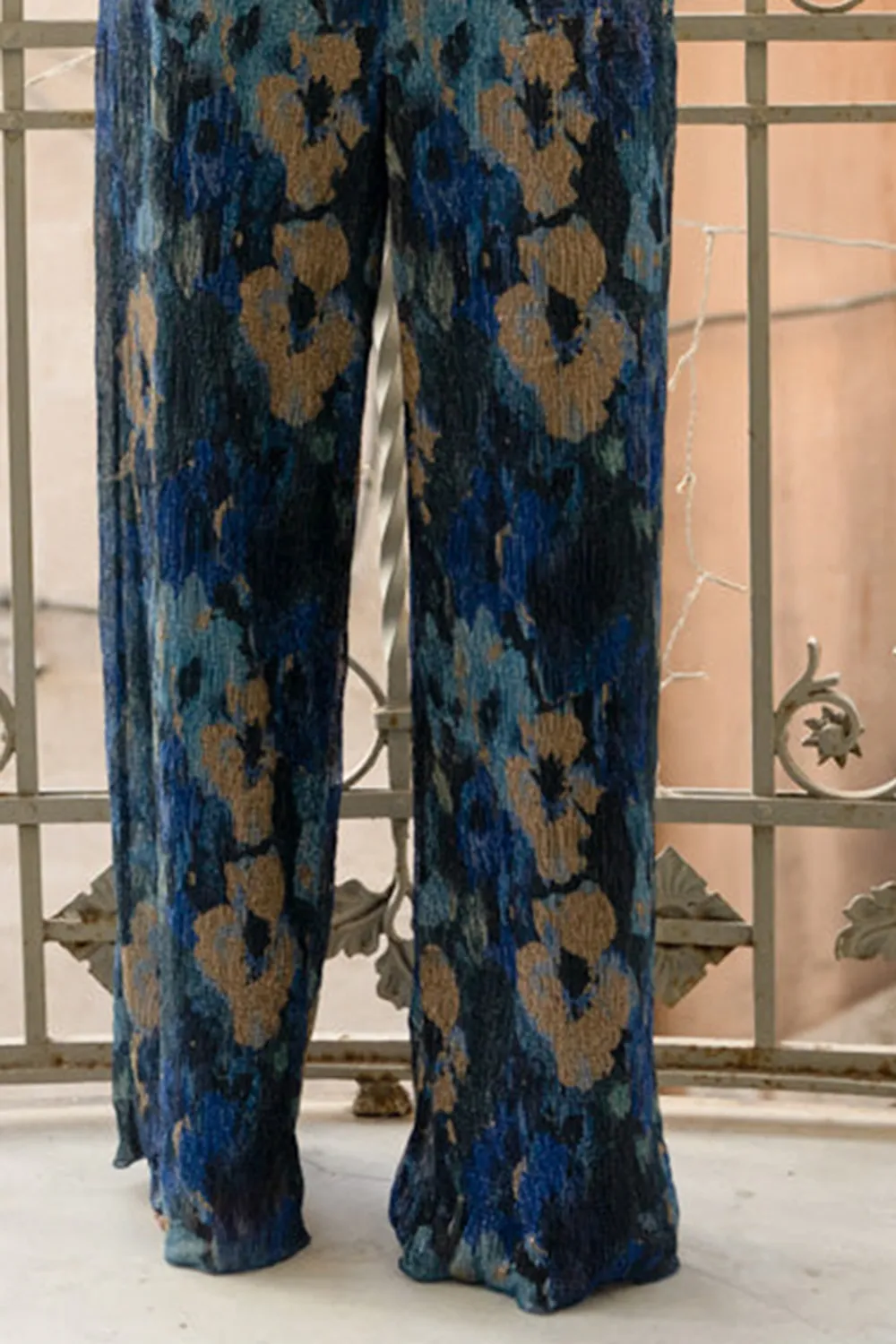 Multicolor Metallic Floral Pant