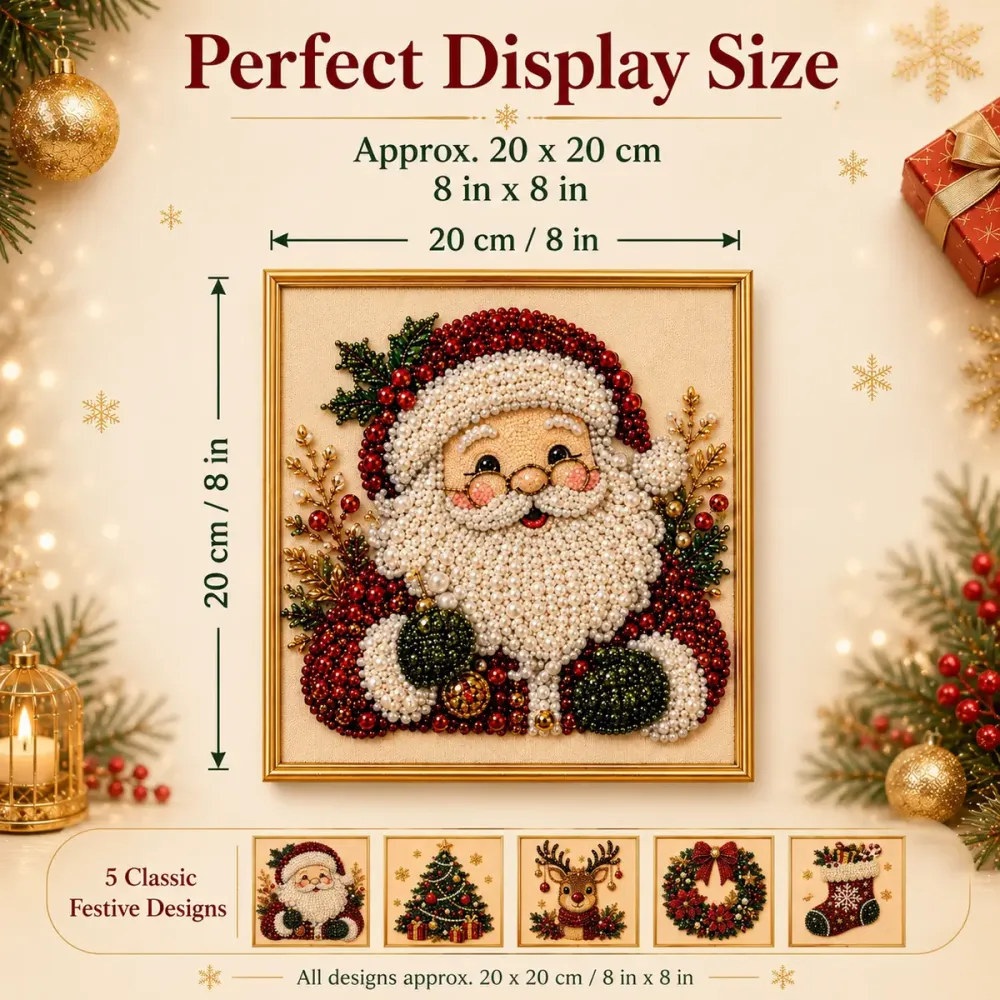 Frameless 3D DIY Beaded Christmas Pearl Diamond Painting