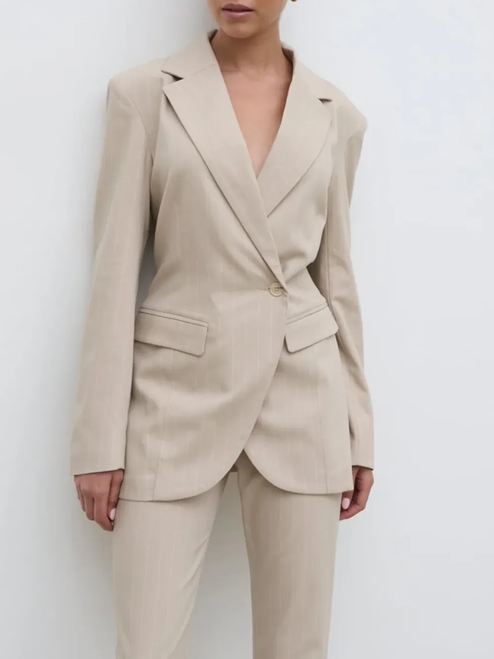 Waist Pinstripe Blazer