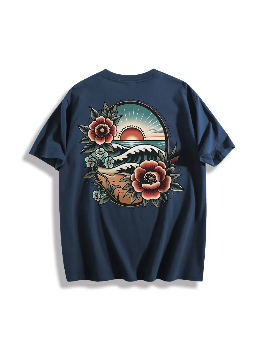 Floral Wave Design T-Shirts