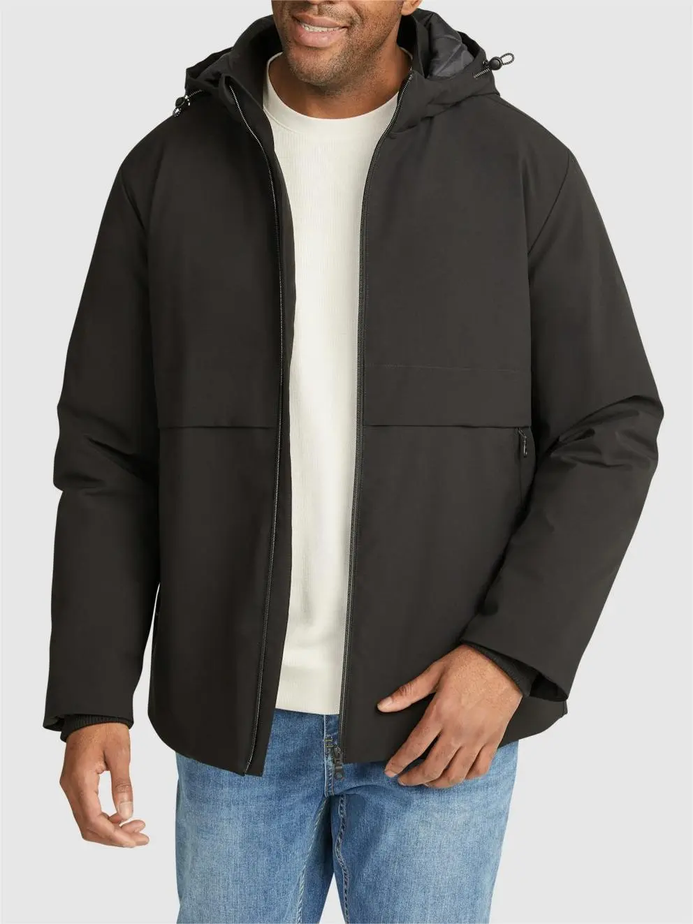 DARK GRAY HOODED JACKET WITH MINIMALIST DESIGN FOR DAILY WEAR