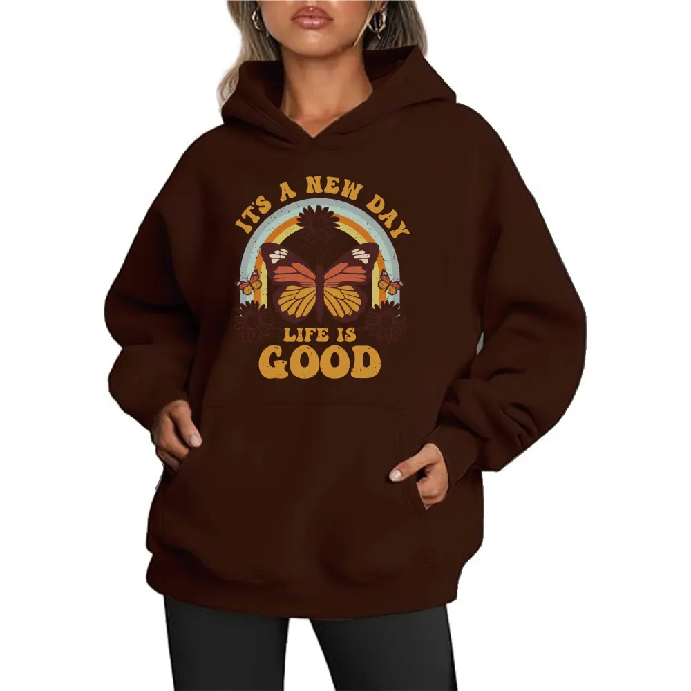 Butterfly And Letter Printed Hoodies