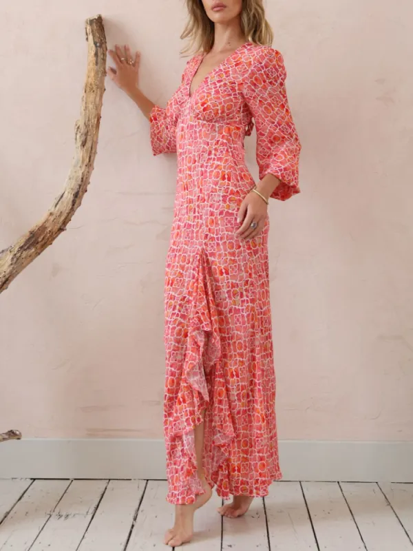 Ruffled Hem Print Dress