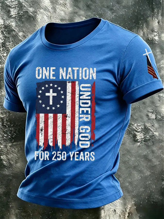 Men's 250 Years Of Freedom Since 1776 Patriotic USA Flag Tee