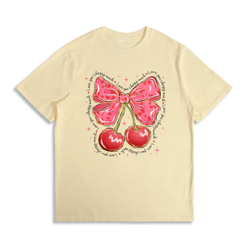 Love You Cherry Much Pink Coquette Heart T-shirt