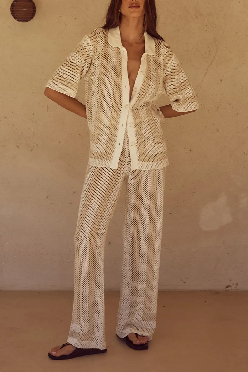 Monochrome Striped Relaxed Trousers