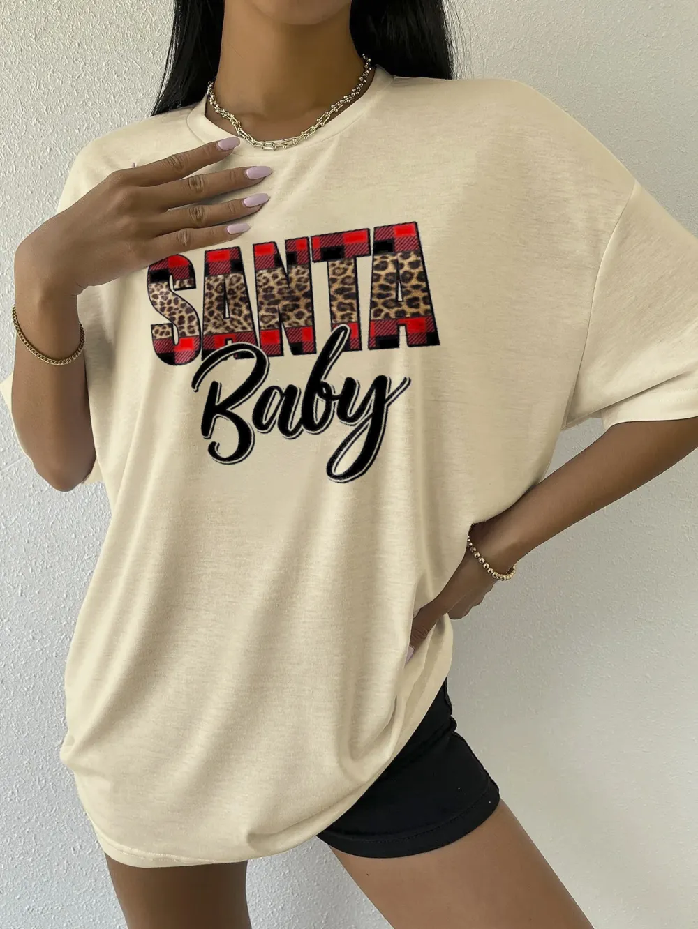 Women's Santa Baby Back Print T - Shirt