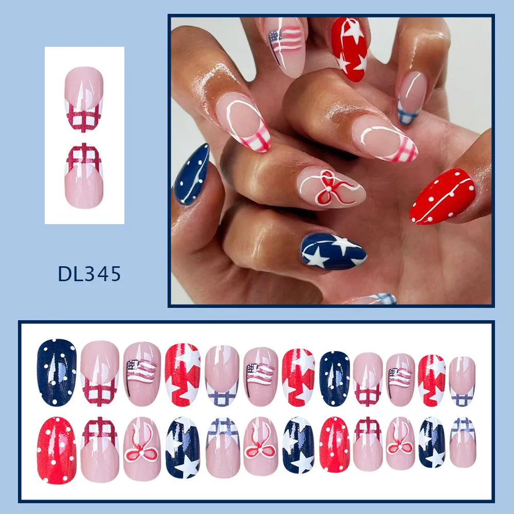 Nailhour Multicolor National Flag Oval French Press On Nails