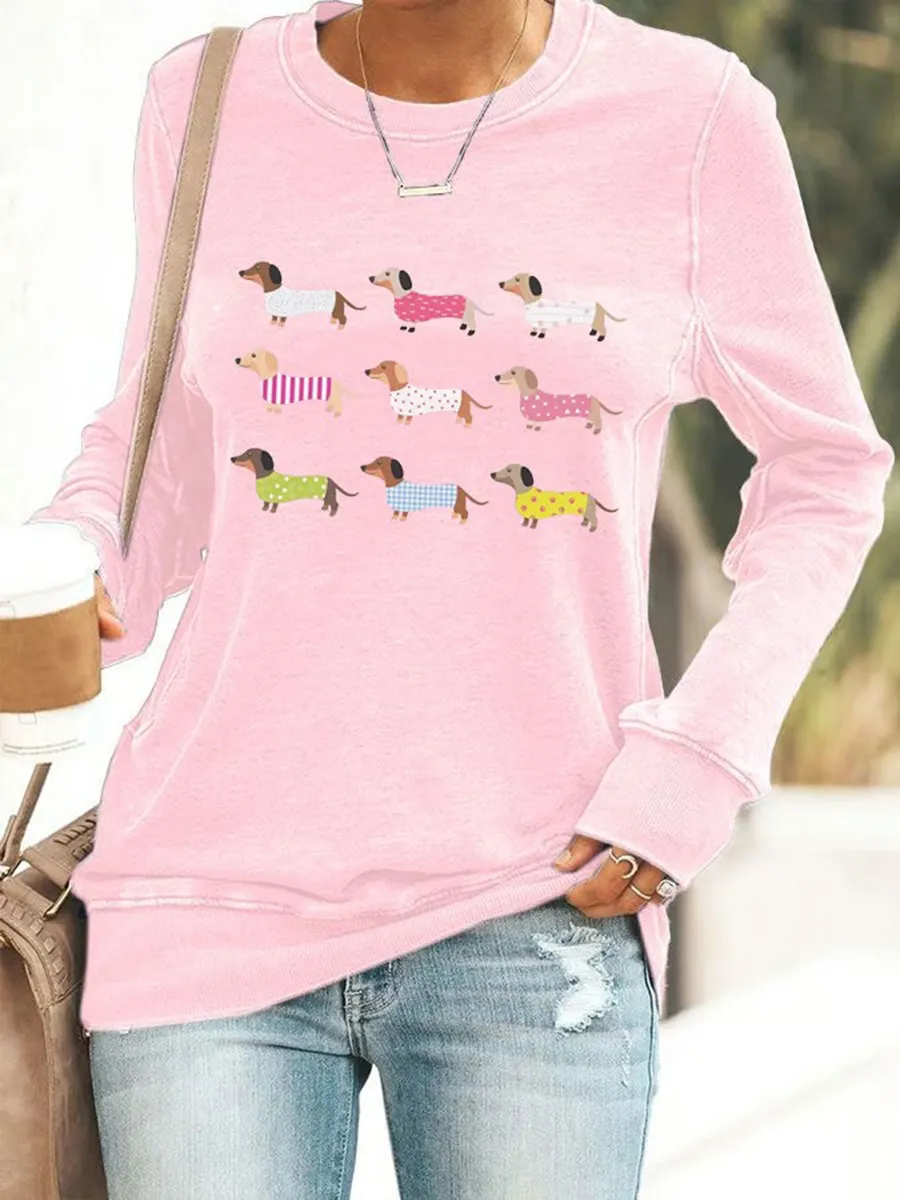 Women's Dachshund Print Sweatshirt