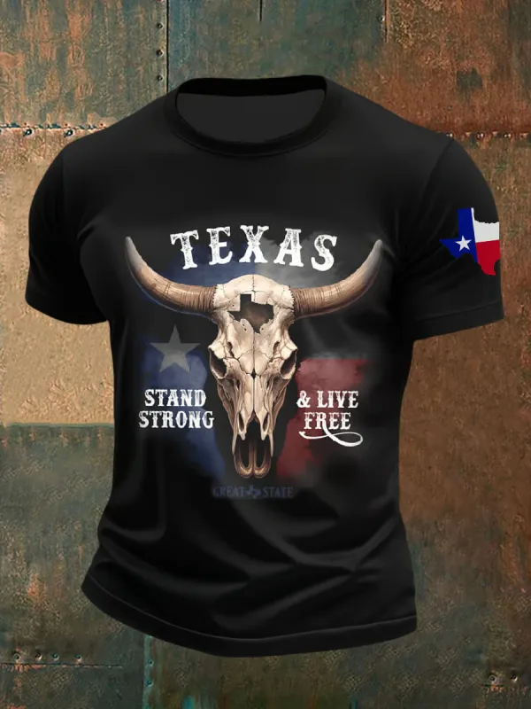 Men's Texas Stand Strong Live Free Short-sleeved T-shirt