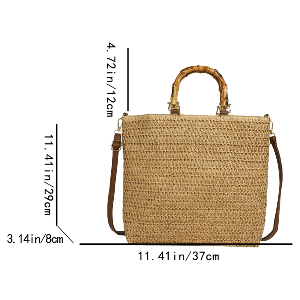 Bamboo Handle Handbag Shoulder Bag