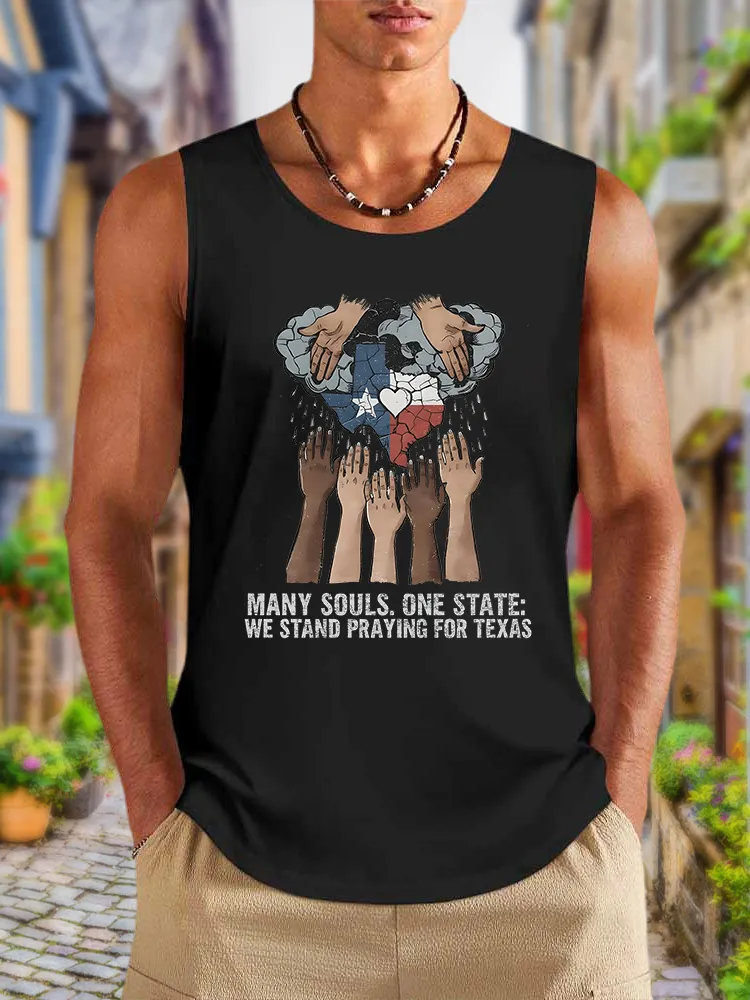 Men'S Simple Style WE STAND PRAYING FOR TEXAS Leisure Crew Neck Vest